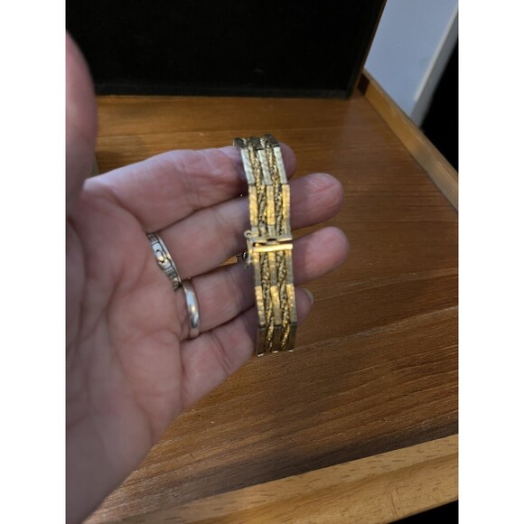 Vintage Rossa 1959 Gold-Tone Wide Chain & Bar Link Bracelet Mid Century Design - Picture 2 of 9